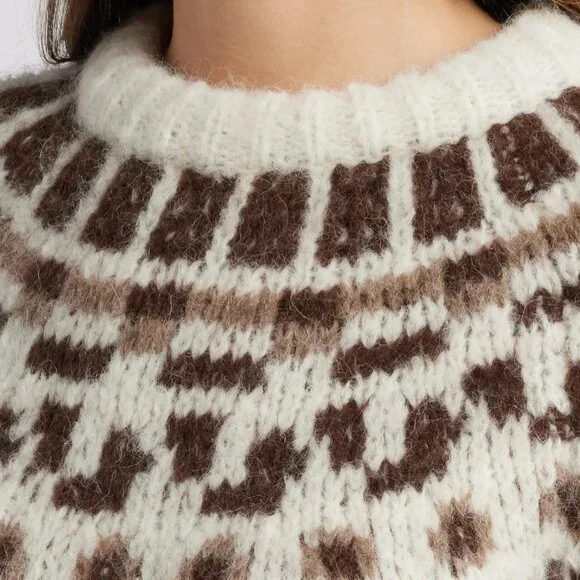 FRAME NWT WHITE ALPACA FAIR ISLE SWEATER SIZE L - Picture 6 of 14